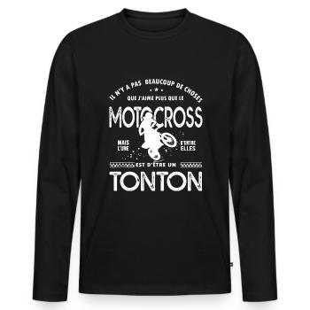 tonton aime motocross cadeau cool moto cross oncle - T-shirt manches longues Premium bio Homme - noir - Devant - Nico (187cm)