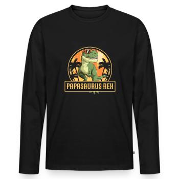 Papasaurus Rex Idée Cadeau Papa Dinosaure - T-shirt manches longues Premium bio Homme - noir - Devant - Nico (187cm)