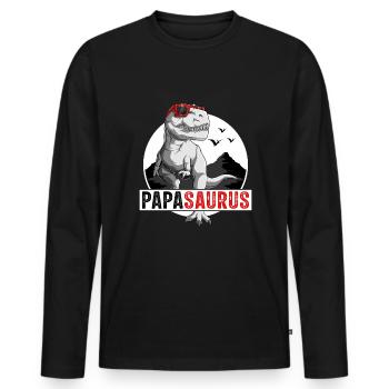 Papasaurus Rex Idée Cadeau Papa Dinosaure - T-shirt manches longues Premium bio Homme - noir - Devant - Nico (187cm)
