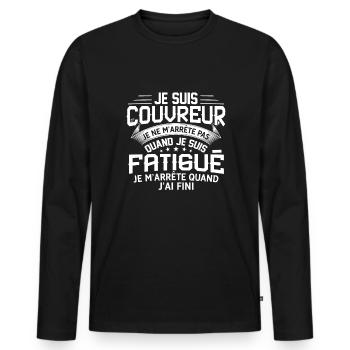 Couvreur Je Ne M'arrête Pas Quand Je Suis Fatigué - T-shirt manches longues Premium bio Homme - noir - Devant - Nico (187cm)