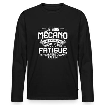 Mécano Je Ne M'arrête Pas Quand Je Suis Fatigué - T-shirt manches longues Premium bio Homme - noir - Devant - Nico (187cm)