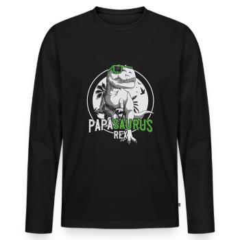 Papasaurus Dad Dinosaur Father's Day Gift - Men's Premium Organic Long Sleeve Shirt - black - Front - Nico (187cm)