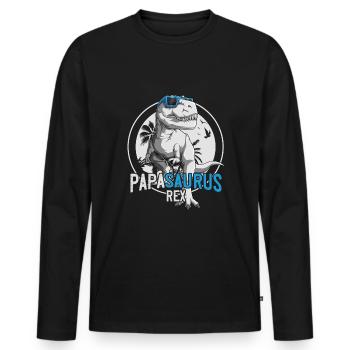Papasaurus Dad Dinosaur Father's Day Gift - Men's Premium Organic Long Sleeve Shirt - black - Front - Nico (187cm)