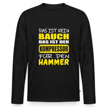 Das ist kein Bauch, ein Kompressor für den Hammer - Männer Premium Bio Langarmshirt - Schwarz - Vorne - Nico (187cm)