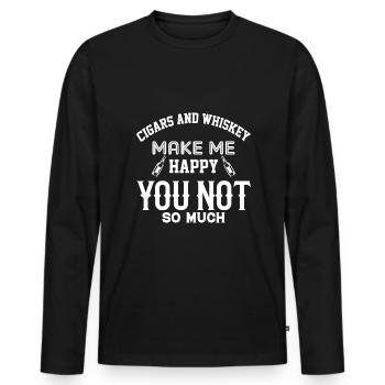 Cigars and whisky make me happy Alcohol - Men's Premium Organic Long Sleeve Shirt - black - Front - Nico (187cm)