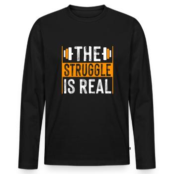 Der Kampf Ist Echt - Training - Männer Premium Bio Langarmshirt - Schwarz - Vorne - Nico (187cm)