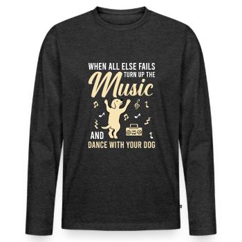 Hundeliebhaber Hund Vierbeiner Tanzen - Männer Premium Bio Langarmshirt - Anthrazit meliert - Vorne - Nico (187cm)