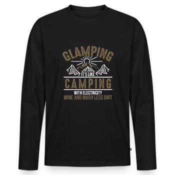 Glamping is like camping with electricity and wine - Men's Premium Organic Long Sleeve Shirt - black - Front - Nico (187cm)