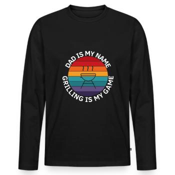 Papa Ist Mein Name Grillen Ist Mein Spiel - Männer Premium Bio Langarmshirt - Schwarz - Vorne - Nico (187cm)