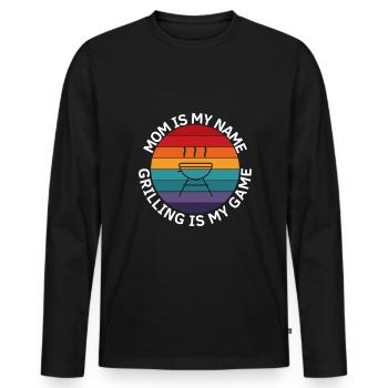 Mama Ist Mein Name Grilling Ist Mein Spiel - Männer Premium Bio Langarmshirt - Schwarz - Vorne - Nico (187cm)