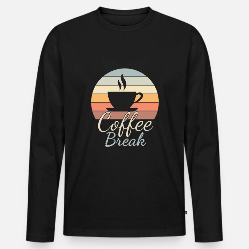 Kaffeepause - Kaffeeliebhaber - Männer Premium Bio Langarmshirt - Schwarz