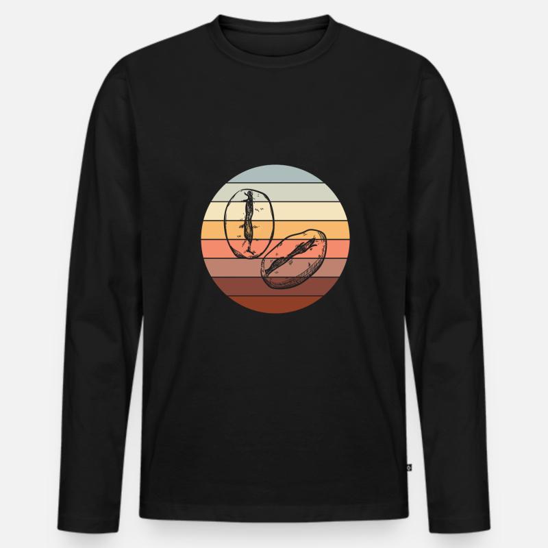 Retro Kaffee - Männer Premium Bio Langarmshirt - Schwarz