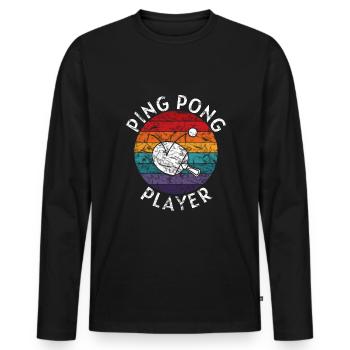 Joueur de Ping Pong - Tennis de Table - T-shirt manches longues Premium bio Homme - noir - Devant - Nico (187cm)