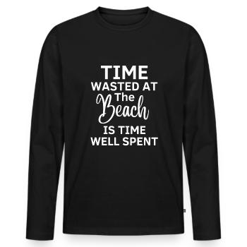 Le temps perdu sur la plage est bien dépensé - T-shirt manches longues Premium bio Homme - noir - Devant - Nico (187cm)