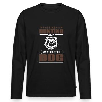 J’aime la chasse et mon doux chien - Hunter - T-shirt manches longues Premium bio Homme - noir - Devant - Nico (187cm)