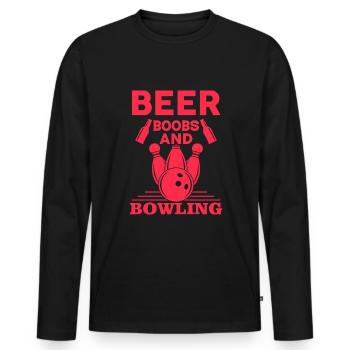Beer breasts and bowling - Men's Premium Organic Long Sleeve Shirt - black - Front - Nico (187cm)