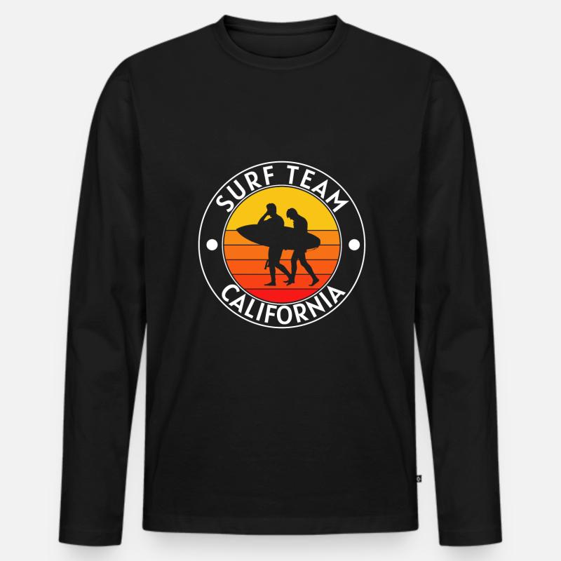 Surf Team California - Männer Premium Bio Langarmshirt - Schwarz
