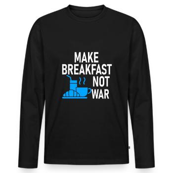 Ne faites pas la guerre du petit-déjeuner - cuisiner - T-shirt manches longues Premium bio Homme - noir - Devant - Nico (187cm)