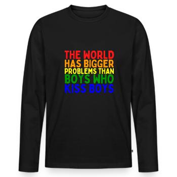 Le monde a de plus gros problèmes... Les LGBTQ - T-shirt manches longues Premium bio Homme - noir - Devant - Nico (187cm)