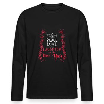 Alles Was Du Im Neuen Brauchst Friede Liebe Lachen - Männer Premium Bio Langarmshirt - Schwarz - Vorne - Nico (187cm)