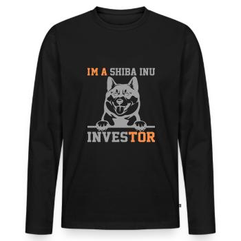 Je suis Shiba Inu Investisseur - Shiba Inu Army - T-shirt manches longues Premium bio Homme - noir - Devant - Nico (187cm)