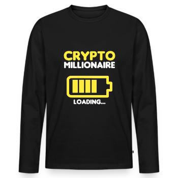 Crypto Millionair Chargement... - T-shirt manches longues Premium bio Homme - noir - Devant - Nico (187cm)