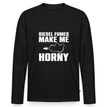 Diesel exhaust makes me horny - Funny Diesel - Men's Premium Organic Long Sleeve Shirt - black - Front - Nico (187cm)