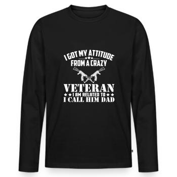 Vétéran Papa Soldat de l’armée américaine États-Unis Amérique - T-shirt manches longues Premium bio Homme - noir - Devant - Nico (187cm)