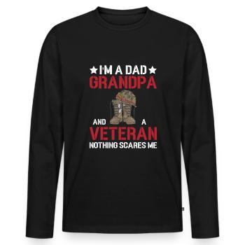 I am a father grandpa and a veteran - soldier - Men's Premium Organic Long Sleeve Shirt - black - Front - Nico (187cm)