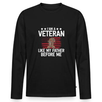 Je suis un vétéran comme mon père avant moi - Veter - T-shirt manches longues Premium bio Homme - noir - Devant - Nico (187cm)