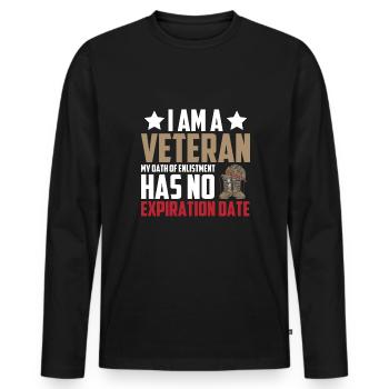 Vétéran de LA citation du soldat de l’armée américaine - T-shirt manches longues Premium bio Homme - noir - Devant - Nico (187cm)