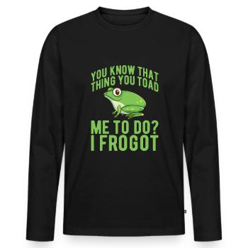 Frog Frog Funny Frog Saying - Men's Premium Organic Long Sleeve Shirt - black - Front - Nico (187cm)