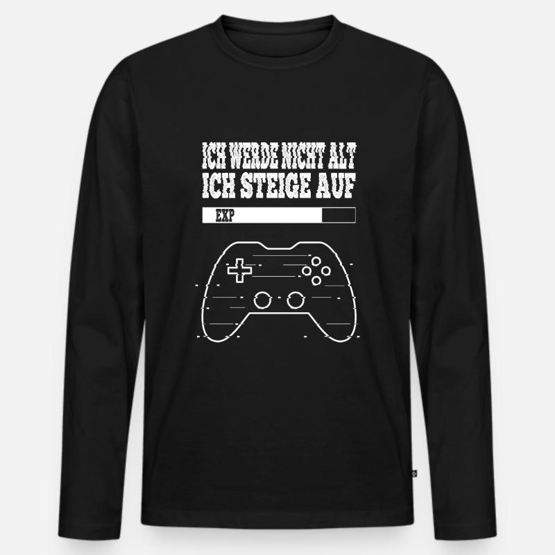 LVL UP - Männer Premium Bio Langarmshirt - Schwarz