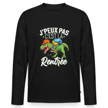 J'Peux Pas C'est La Rentrée Scolaire Cadeau - T-shirt manches longues Premium bio Homme - noir - Devant - Nico (187cm)