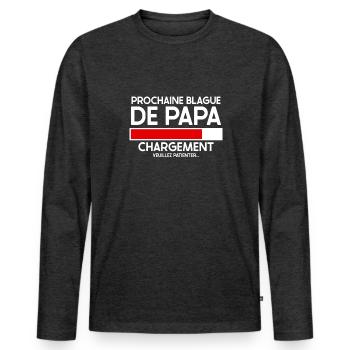 Prochaine Blague De Papa Humour Cadeau - T-shirt manches longues Premium bio Homme - anthracite chiné - Devant - Nico (187cm)