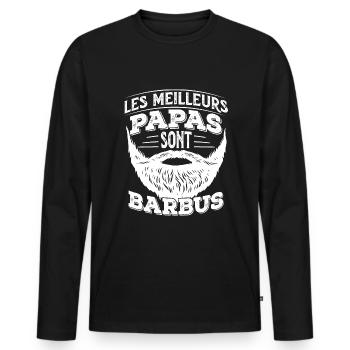 Les Meilleurs Papa Sont Barbus Cadeau Barbe Humour - T-shirt manches longues Premium bio Homme - noir - Devant - Nico (187cm)