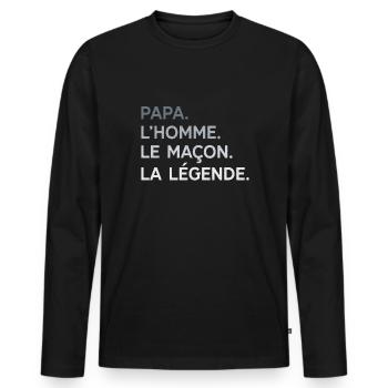 Papa Maçon L'Homme La Légende Cadeau Humour - T-shirt manches longues Premium bio Homme - noir - Devant - Nico (187cm)