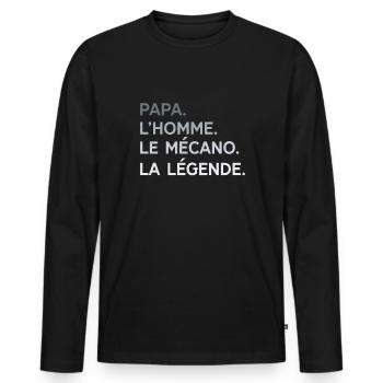 Papa Mécano L'Homme La Légende Cadeau Humour - T-shirt manches longues Premium bio Homme - noir - Devant - Nico (187cm)
