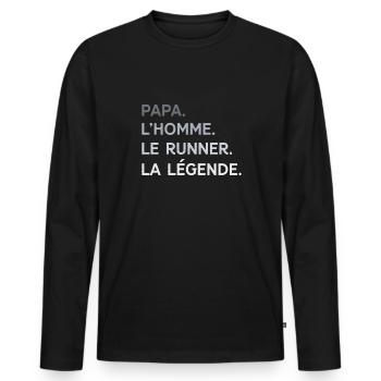 Papa Runner L'Homme La Légende Cadeau Coureur - T-shirt manches longues Premium bio Homme - noir - Devant - Nico (187cm)