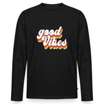 Good Vibes - Men's Premium Organic Long Sleeve Shirt - black - Front - Nico (187cm)