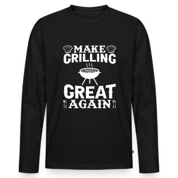 Machen Sie Das Grillen Wieder Großartig - Männer Premium Bio Langarmshirt - Schwarz - Vorne - Nico (187cm)