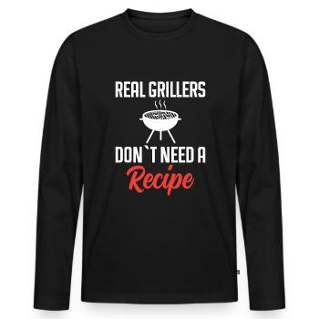 Echte Griller Brauchen Kein Rezept - Grillen - Männer Premium Bio Langarmshirt - Schwarz - Vorne - Nico (187cm)