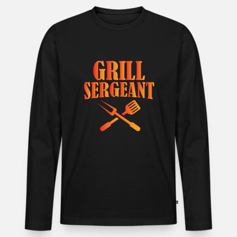 Grill Sergeant - Männer Premium Bio Langarmshirt - Schwarz