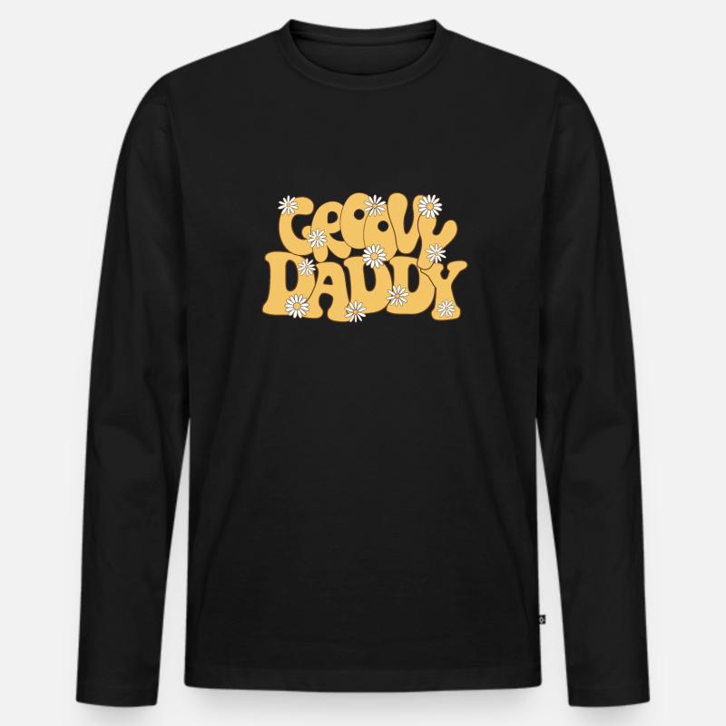 Groovy Daddy Shirt Retro - Männer Premium Bio Langarmshirt - Schwarz
