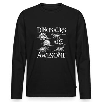 Dino Related Clothing Dinosaurs Are Awesome - Men's Premium Organic Long Sleeve Shirt - black - Front - Nico (187cm)