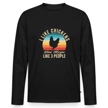 I like The Chickens Humor Farmer Gift - Men's Premium Organic Long Sleeve Shirt - black - Front - Nico (187cm)