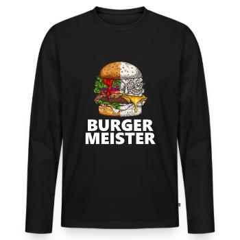 Burger Meister - Männer Premium Bio Langarmshirt - Schwarz - Vorne - Nico (187cm)