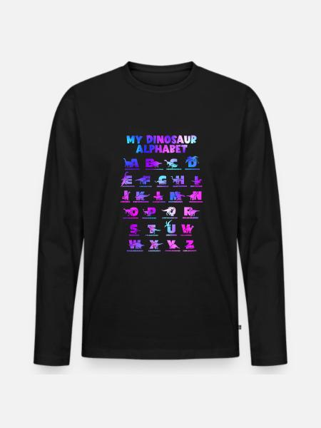 Dinosaurs Alphabet Learn Primer Gift - Men's Premium Organic Long Sleeve Shirt - black