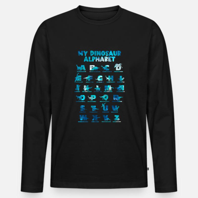 Dinosaurier Alphabet Learn Primer Geschenk - Männer Premium Bio Langarmshirt - Schwarz