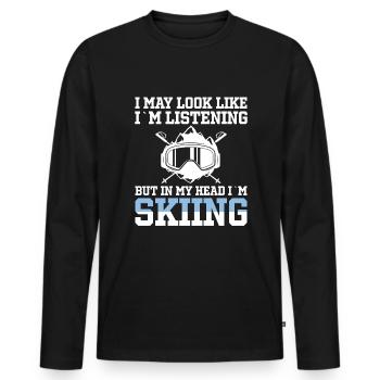 Skiing Ski lovers Mountains in winter - Men's Premium Organic Long Sleeve Shirt - black - Front - Nico (187cm)